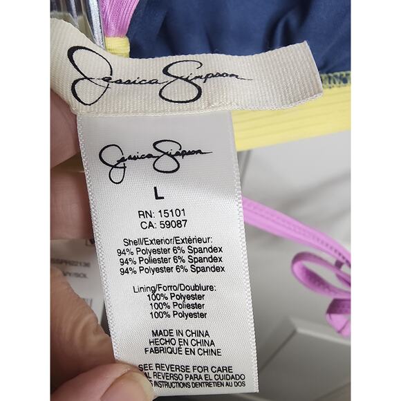 Jessica Simpson Blue X-Back Full-Support Triangle Bikini Swim Top, NWT, Large - Picture 6 of 6